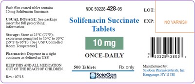 Solifenacin 10 mg-500.jpg bottle label-10mg-500 - Solifenacin 10 mg 500